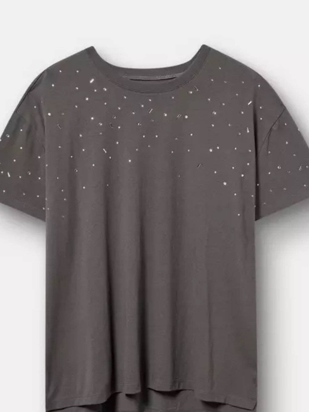 torrid Distressed Charcoal Gray Short Sleeve Tee with Stud Detail